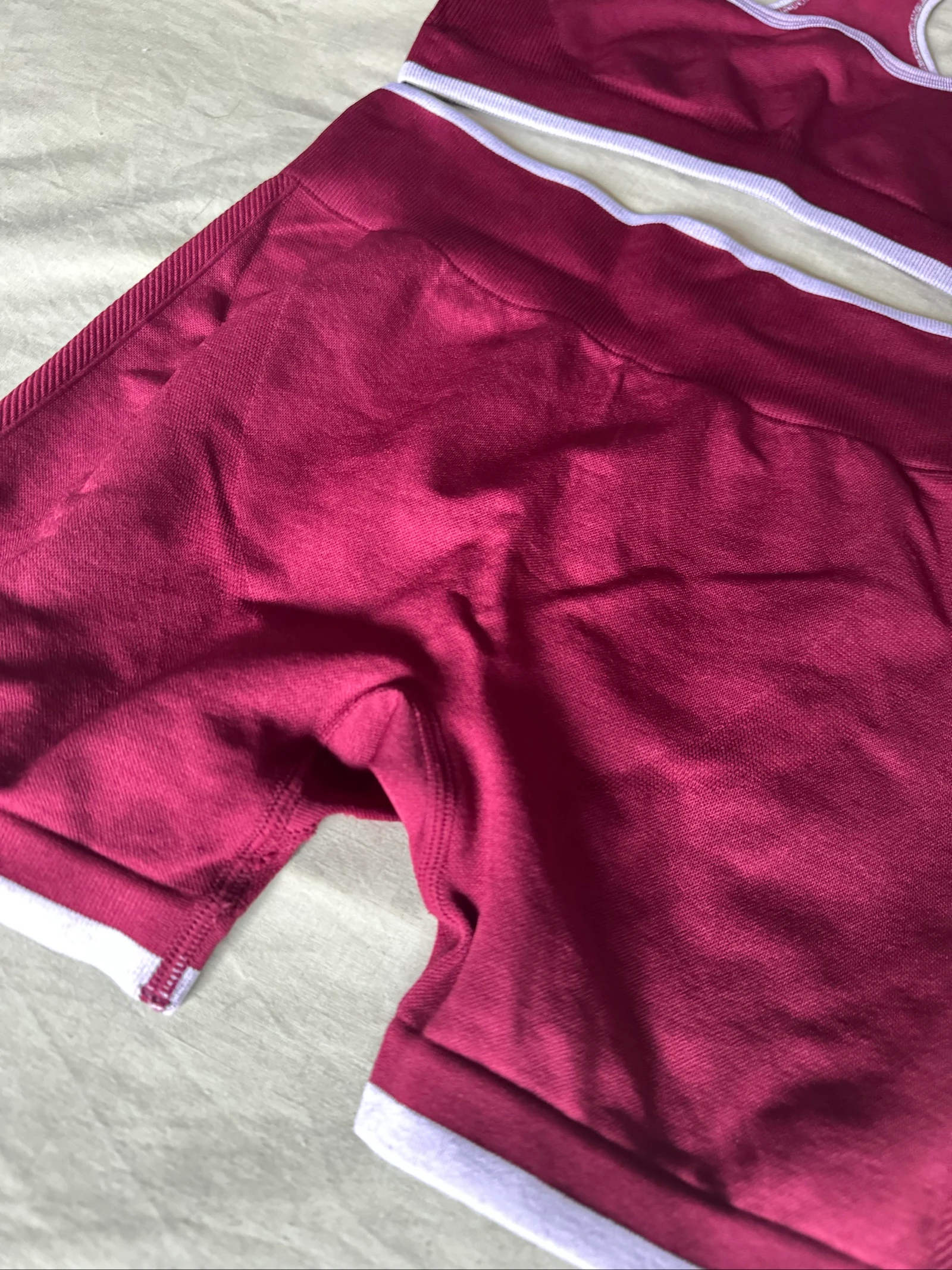 Burgundy Sports Set M | Top + High-Waisted Shorts | Fitness, Gym & Yoga – photo 6